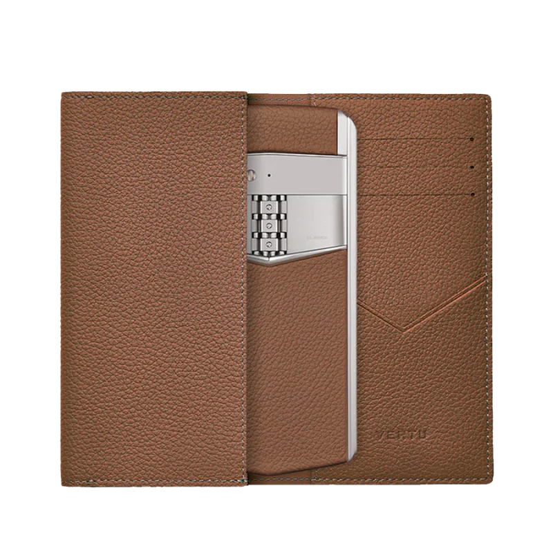 ASTER P CALF LEATHER PHONE BAG WALLET CASE – MULTICOLOR<span> - </span>Caramel Brown