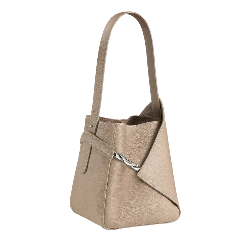 Folded V Catena Bucket Bag For Women – Multicolor<span> - </span>Mocha Grey