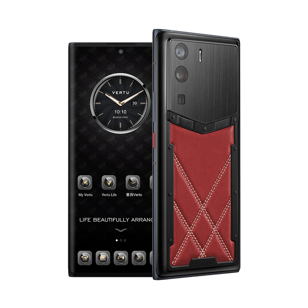 Metavertu Curve Screen Stitching Calfskin 5G Web3 Phone – Retro Red<span> - </span>Basic 12+512GB