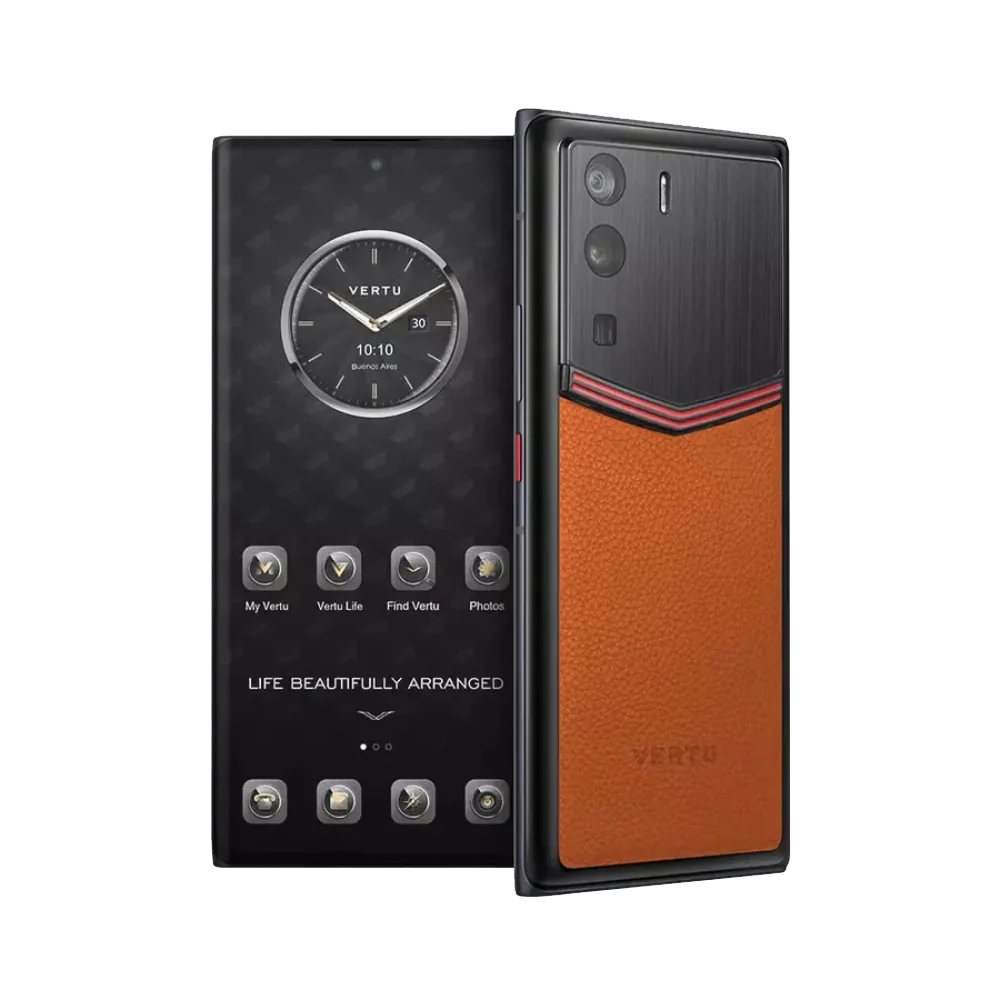 Metavertu Curve Screen Enameled Calfskin 5G Web3 Phone – Orange<span> - </span>Basic 12+512GB