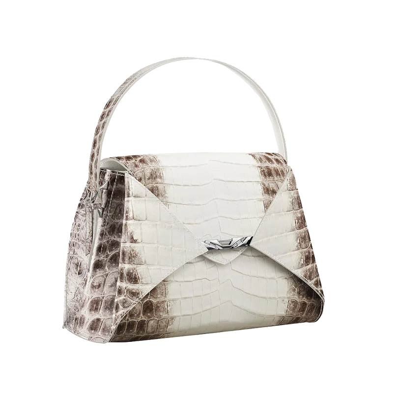 Folded V Himalaya Alligator Leather Handbag