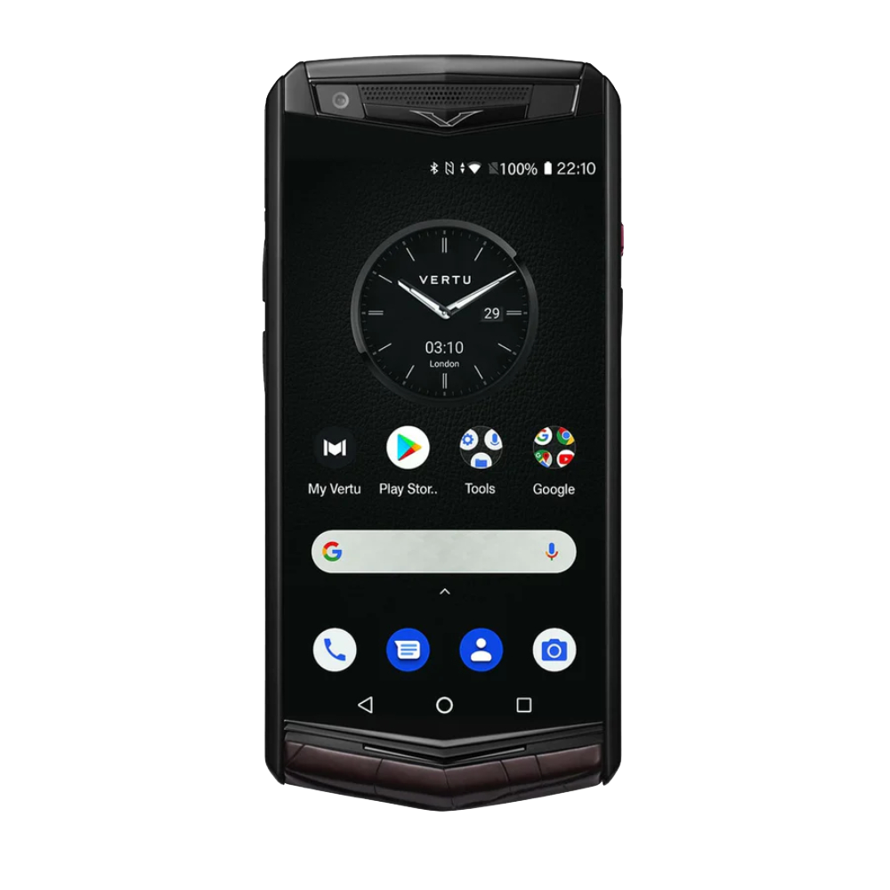 front Aster P Gothic Alligator Leather Phone - Amber Brown