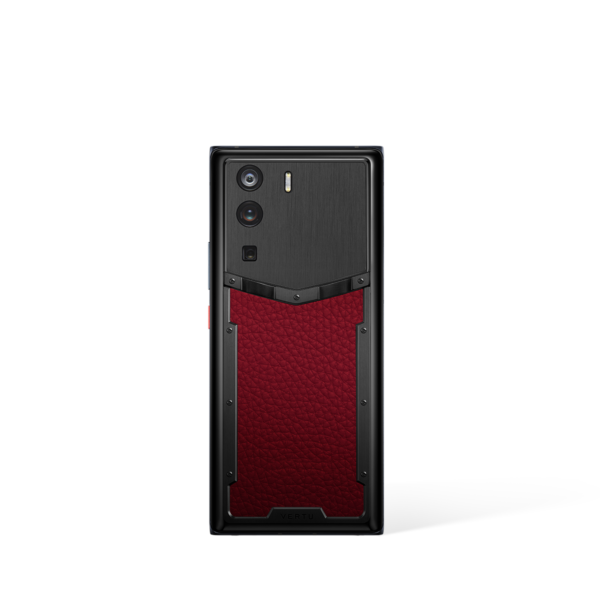 Vertu Metavertu Raspberry Red Calfskin 5G Web3 Smartphone Rear Perspective View