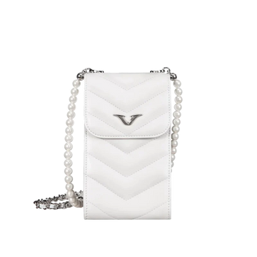 The Quintessence of Elegance: VERTU's Pearl White Bag | VERTU WHITE AND BLACK PEARL CHAIN BAG