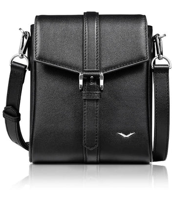 The Quintessence of Professional Elegance: Vertu's Crossbody Leather Mini Courier & Messenger Bag for Men in Black