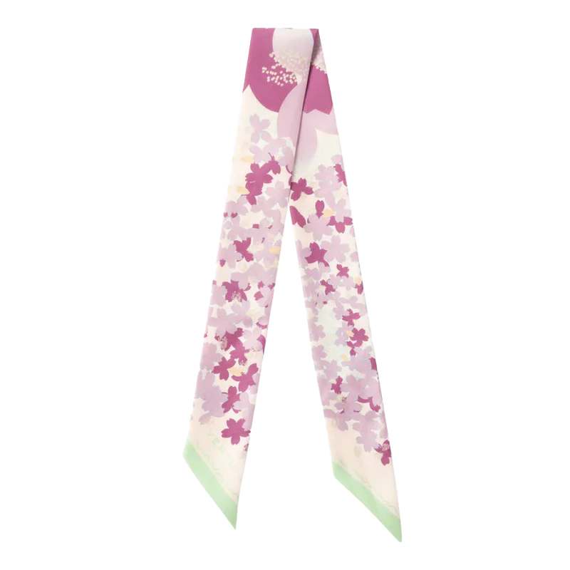 Season-Daigo Signature Floral Print Silk Skinny Scarf – Cerise
