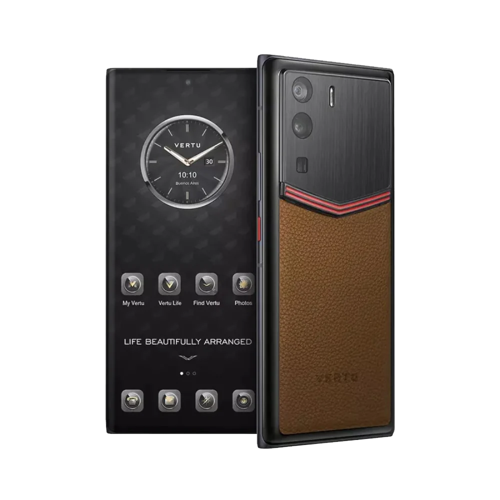 Metavertu  Curve Screen Enameled Calfskin 5G Web3 Phone – Brown<span> - </span>Pro 18+1TB