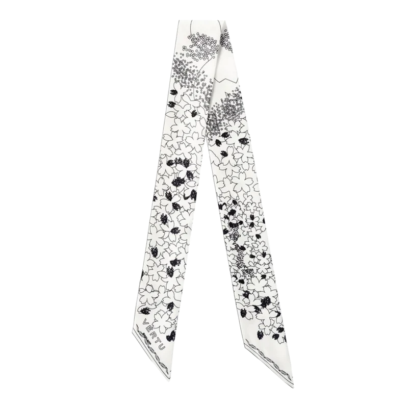 Season-Daigo Floral Print Silk Skinny Scarf