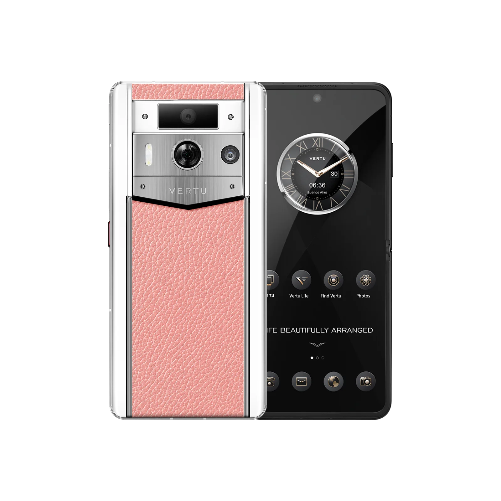 METAVERTU 2 WHITE CALFSKIN WEB3 AI PHONE – PINK (SILVER CASE)