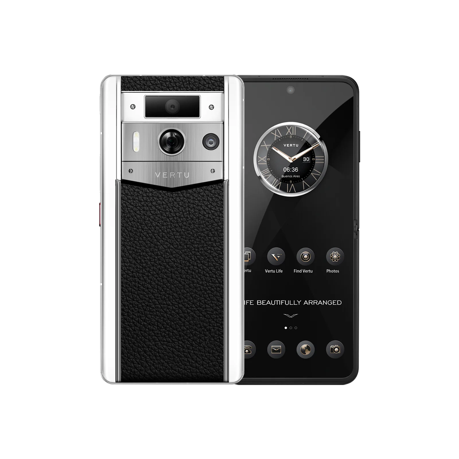 METAVERTU 2 WHITE CALFSKIN WEB3 AI PHONE – BLACK (SILVER CASE)