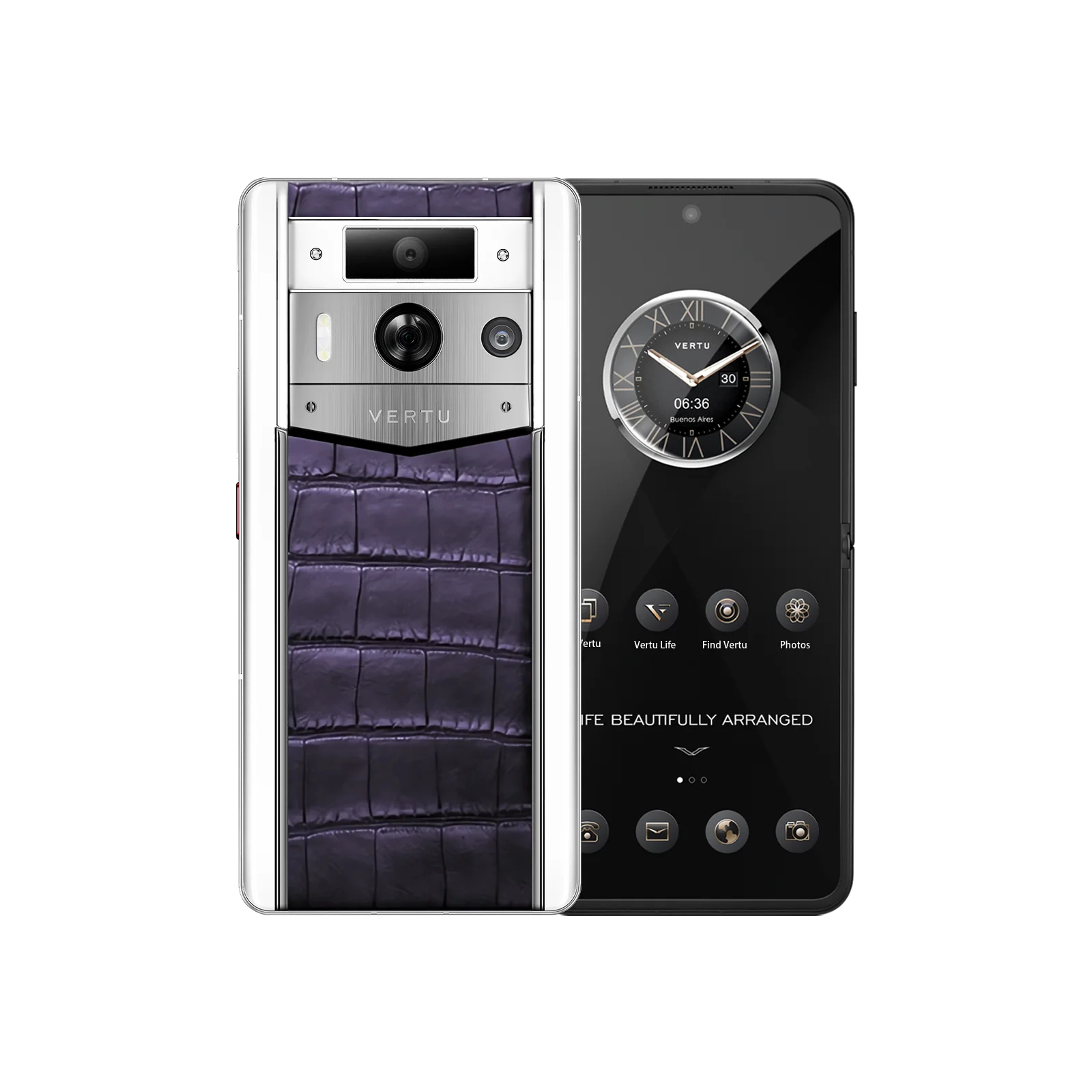 METAVERTU 2 WHITE ALLIGATOR SKIN WEB3 AI PHONE – GRAPE PURPLE (SILVER CASE)