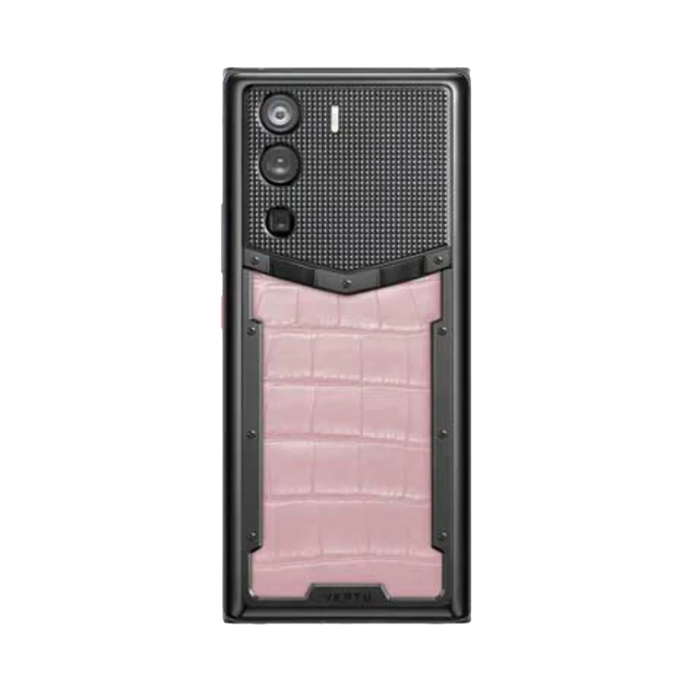 Vertu METAVERTU Sakura Pink Alligator Skin 5G Web3 Smartphone Direct Back Facing View