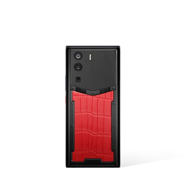 Vertu Metavertu Flame Red Alligator Skin 5G Web3 Smartphone Direct Back Facing View