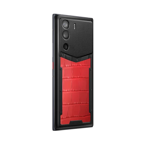 Vertu Metavertu Flame Red Alligator Skin 5G Web3 Smartphone Angled Perspective View