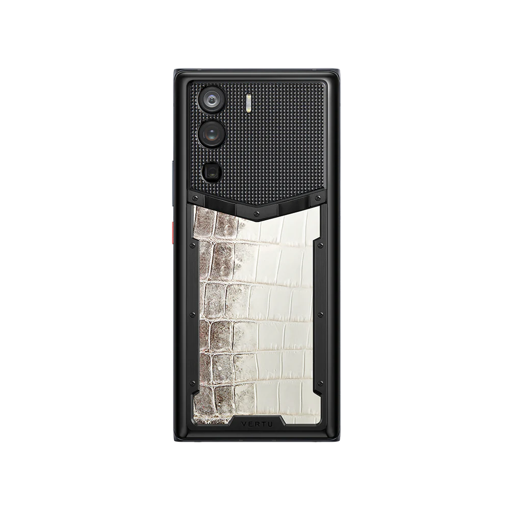 Vertu METAVERTU Basic Himalaya White Alligator Skin 5G Web3 Phone Straight Rear Back View