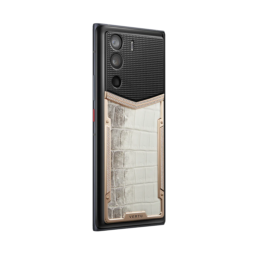 Vertu METAVERTU Basic Himalaya White Alligator Skin 5G Web3 Phone Right Side Perspective View