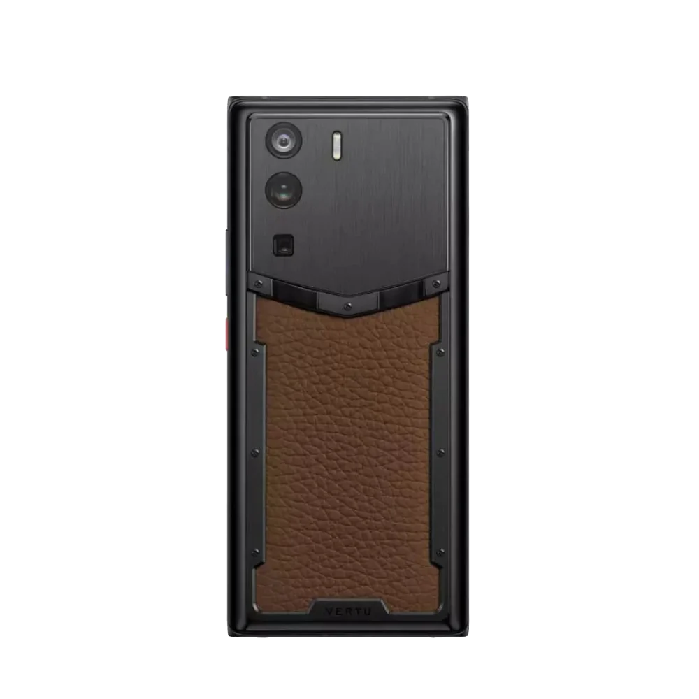 Vertu Metavertu Caramel Brown Calfskin 5G Web3 Smartphone Direct Back Facing View