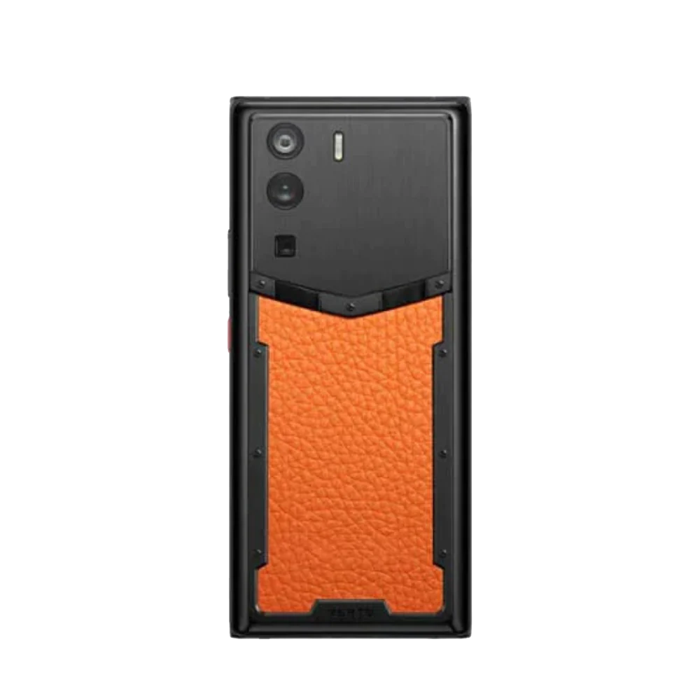 Vertu Metavertu Dawning Orange Calfskin 5G Web3 Smartphone Direct Back Facing View