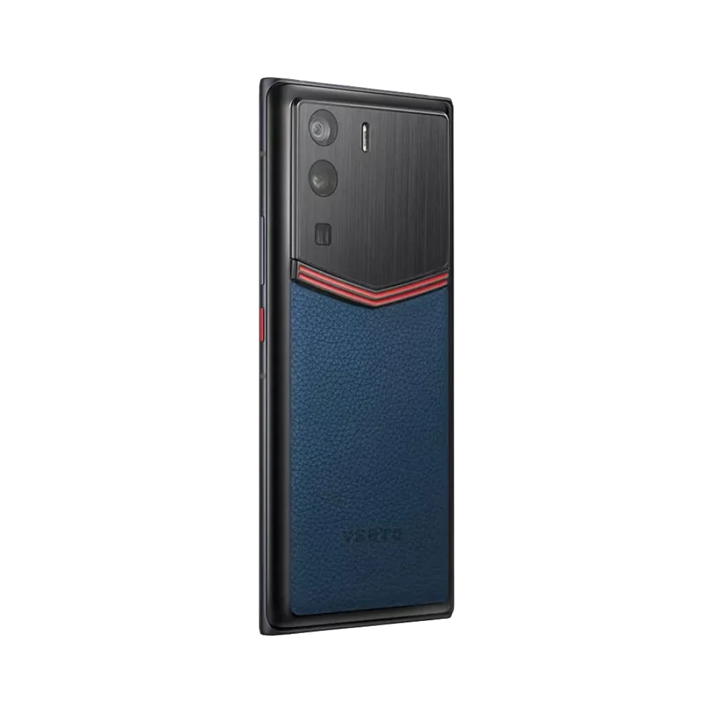 Vertu METAVERTU Luxury Blue Enameled Calfskin 5G Web3 Smartphone Angled Side Back View