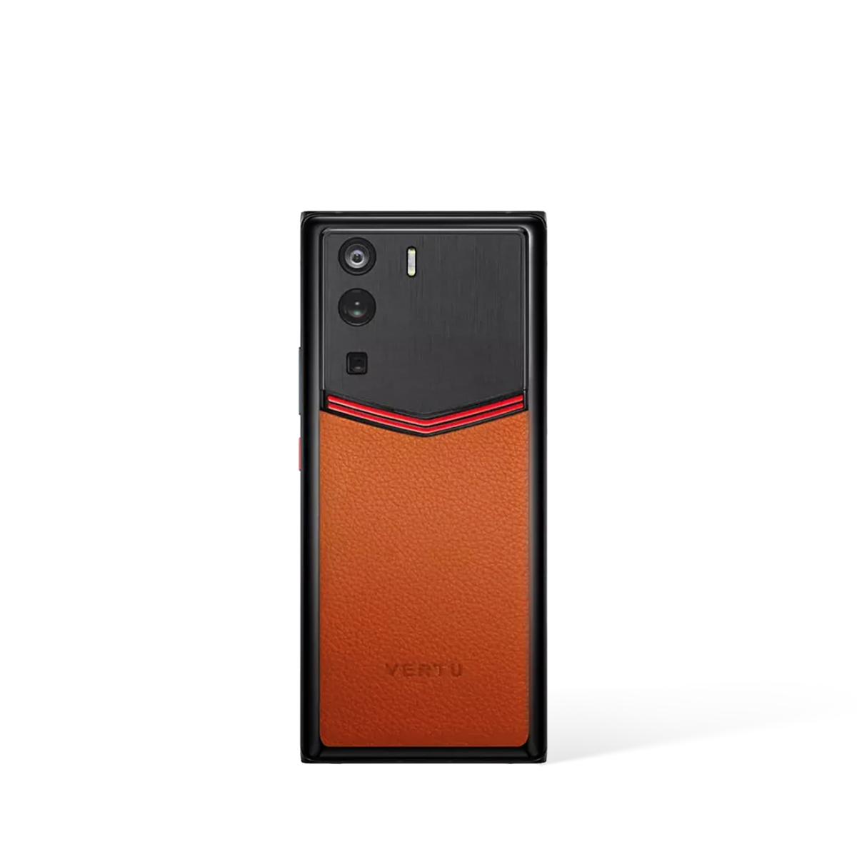 Vertu METAVERTU Dawning Orange Enameled Calfskin 5G Web3 Smartphone Rear Perspective View