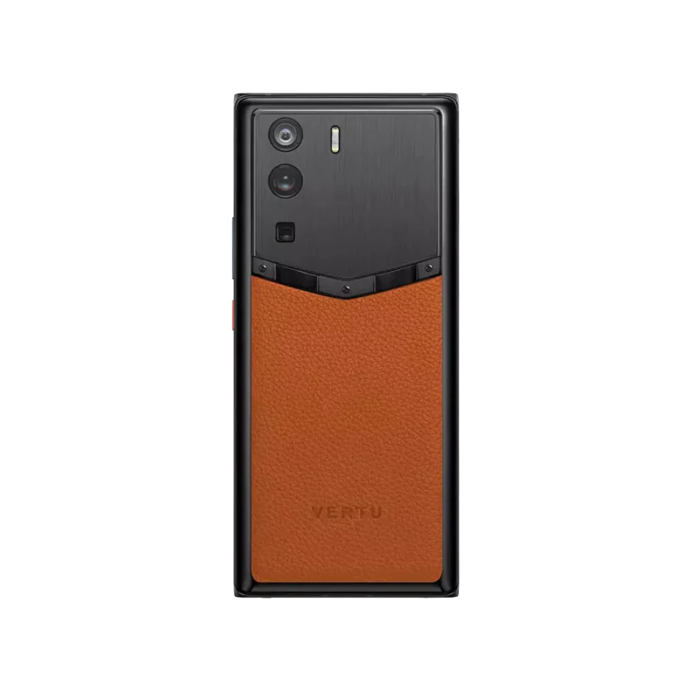 Vertu METAVERTU Dawning Orange Frameless Calfskin 5G Web3 Phone Direct Back Facing View