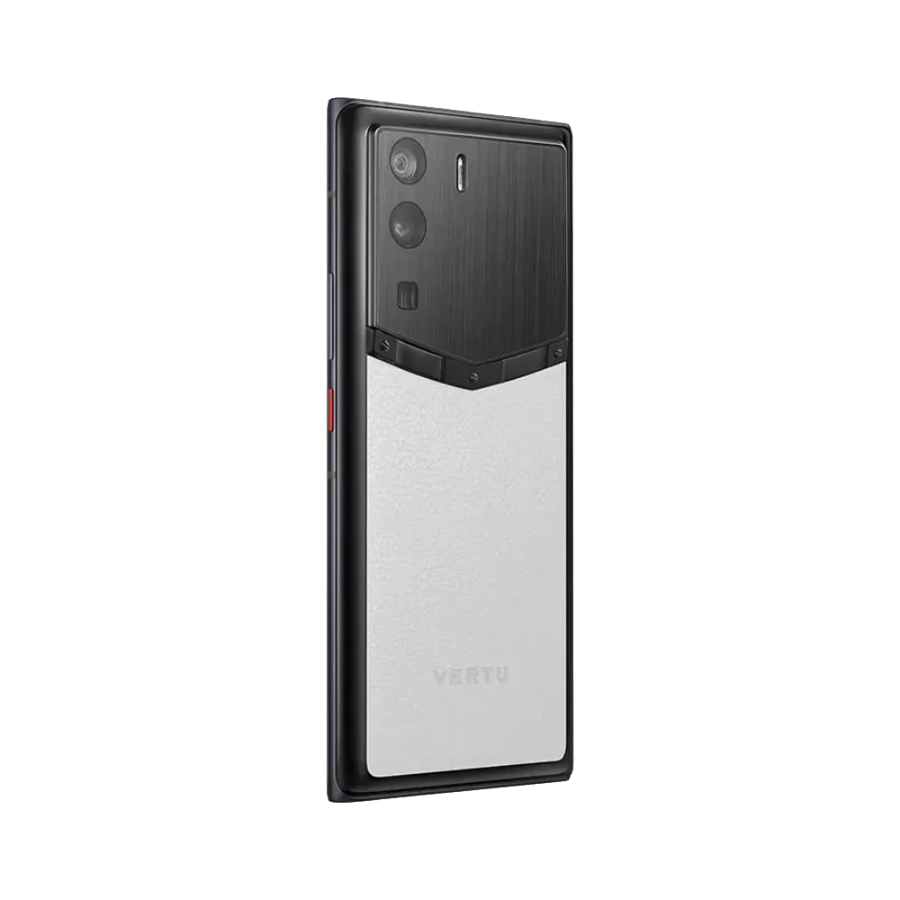 Vertu METAVERTU Moon White Frameless Calfskin 5G Web3 Phone Side Slanted Back Facing View