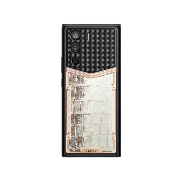 Vertu METAVERTU Himalaya White Alligator Skin 18K Gold Web3 Phone Direct Rear Back View