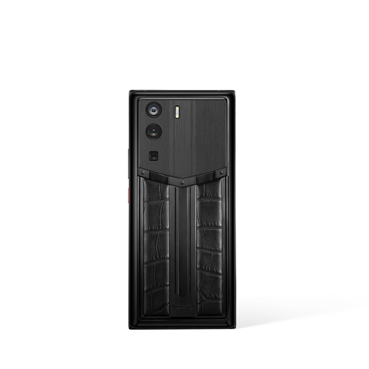 Vertu METAVERTU Black Race Track Alligator Skin Luxury Web3 Phone Back Perspective View Angle
