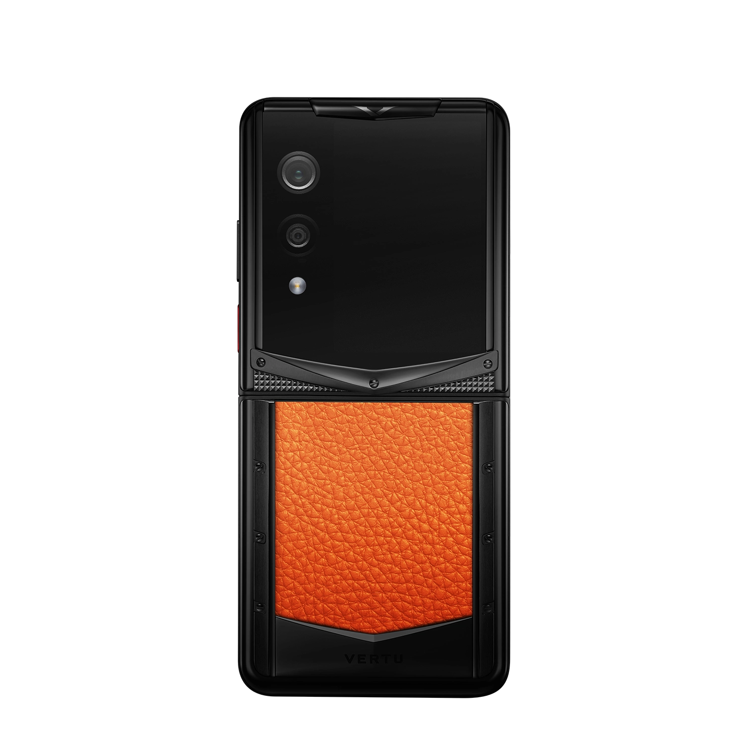 Vertu Quantum Flip Calfskin Series Dawning Orange luxury foldable smartphone back view