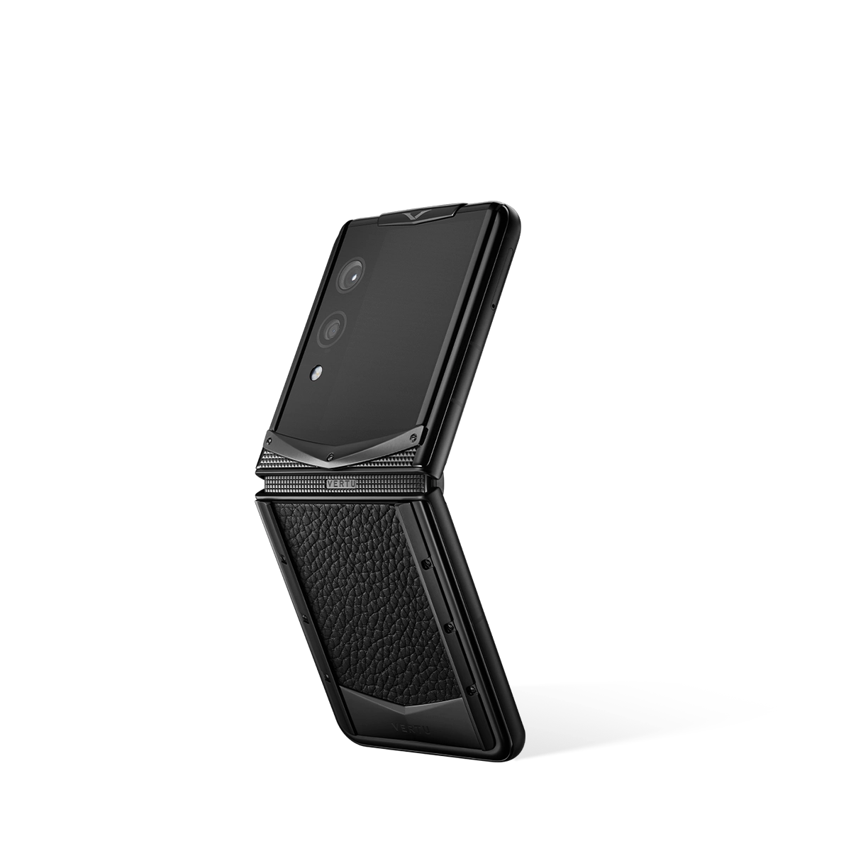 Vertu Quantum Flip Calfskin Series Jade Black luxury foldable smartphone back view