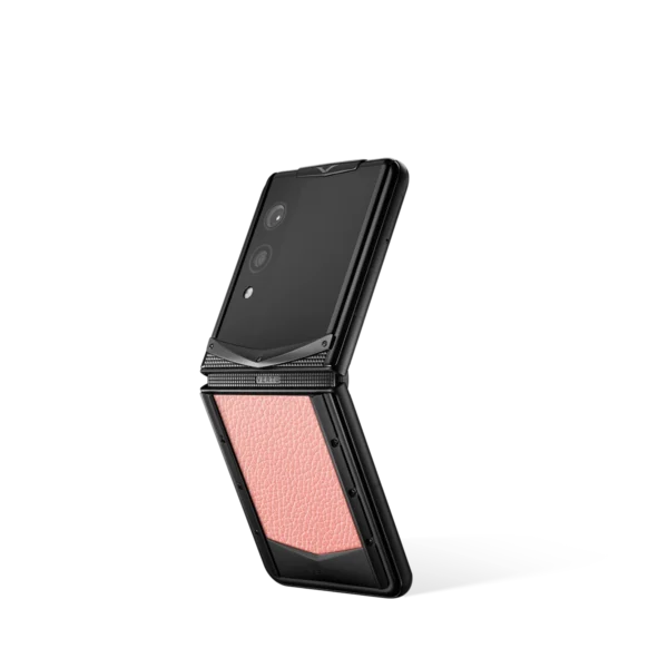 Vertu Quantum Flip Calfskin Series Milkshake Pink luxury foldable smartphone side view