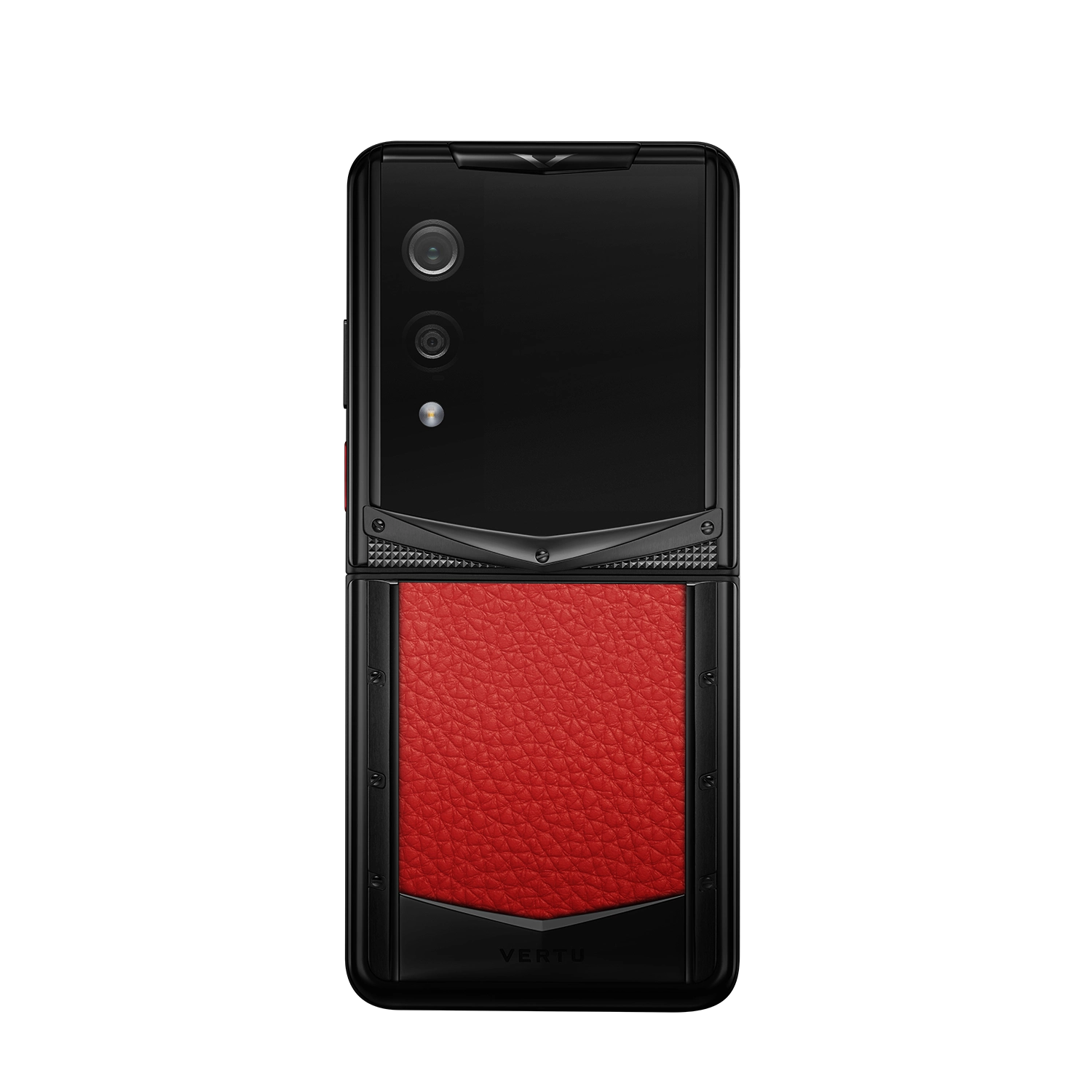 Vertu Quantum Flip Calfskin Series Raspberry Red luxury foldable smartphone back view