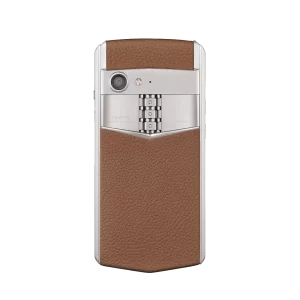 Aster P Baroque Calfskin Phone Caramel Brown Back