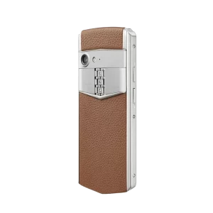 Aster P Baroque Calfskin Phone Caramel Brown Side