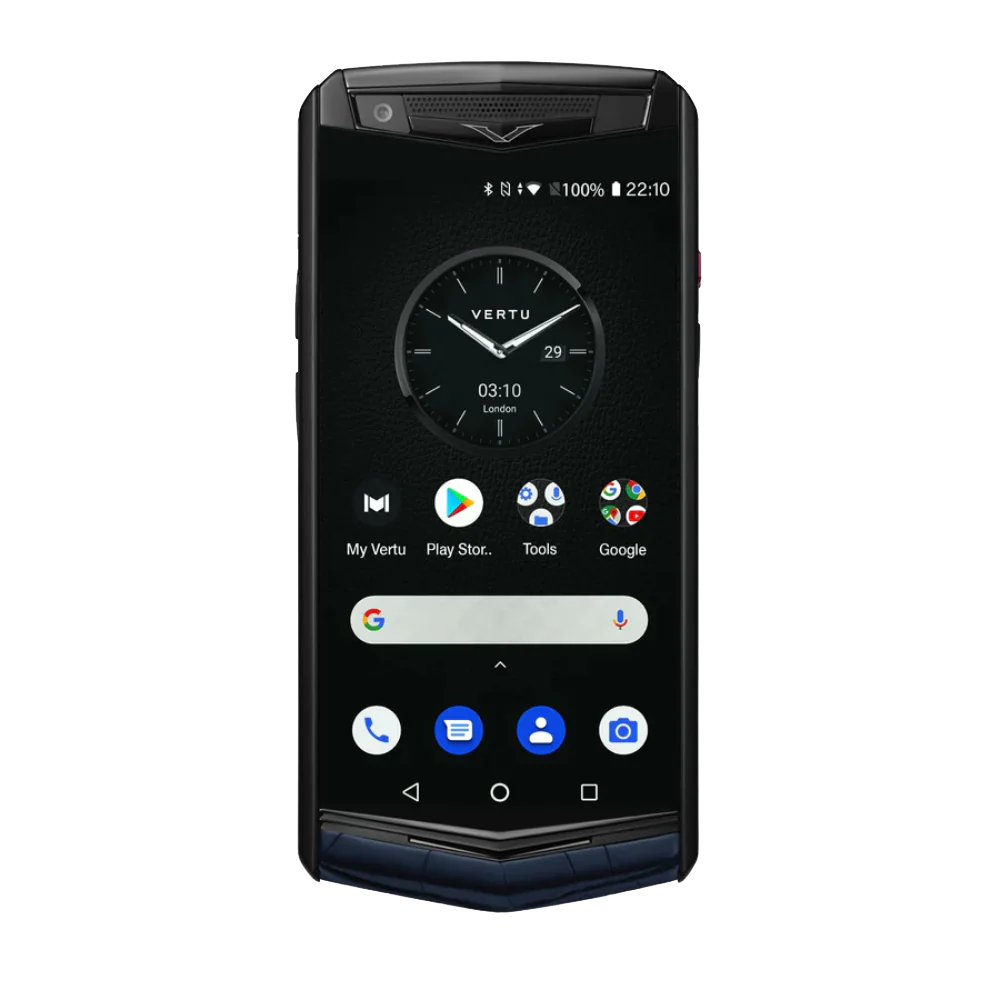 Vertu Aster P Gothic Alligator Skin Phone Navy Blue Front