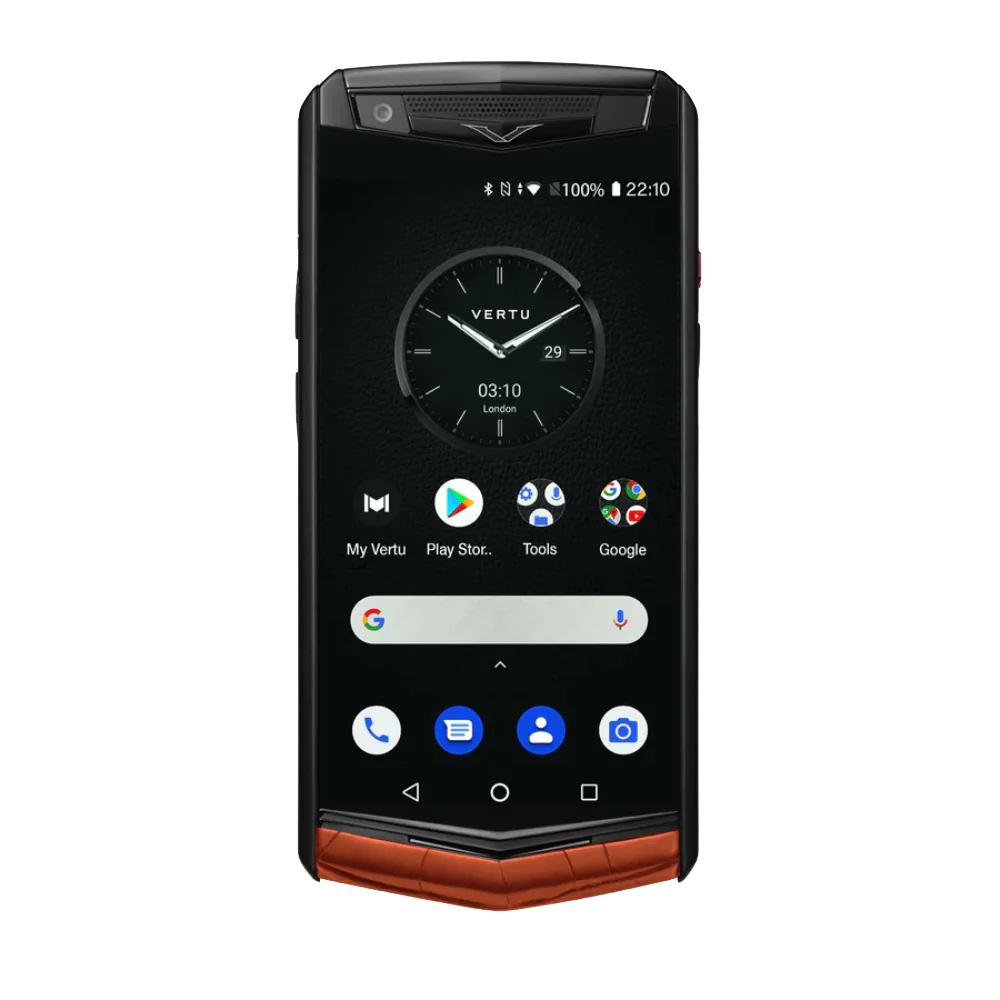 Vertu Aster P Gothic Alligator Skin Phone Tangerine Front View