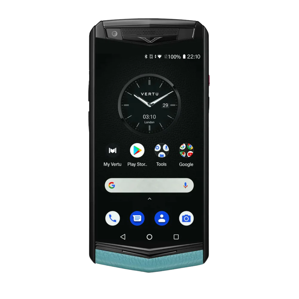 Aster P Gothic Calfskin Phone Blue Front