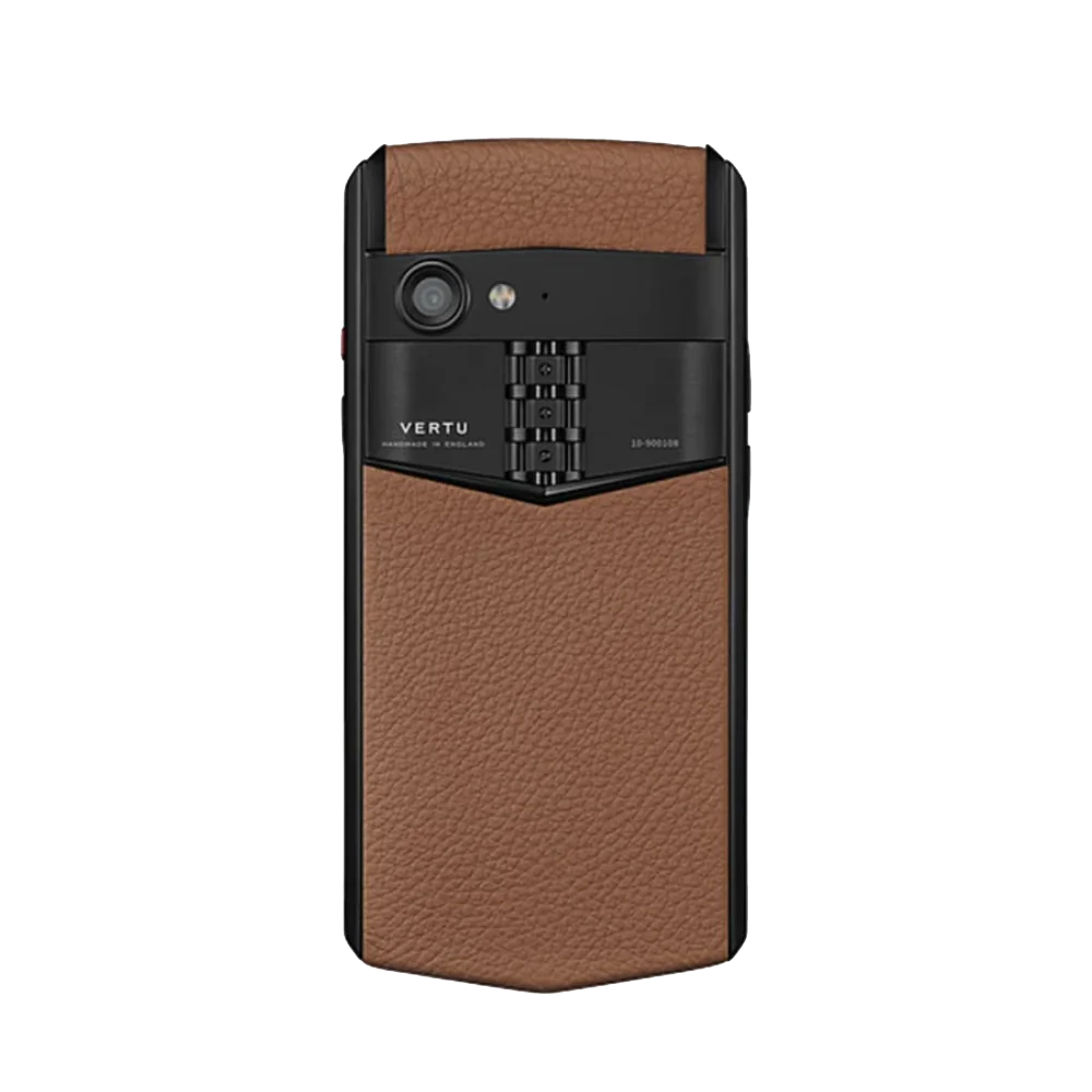 Aster P Gothic Calfskin Phone Caramel Brown Back VIew