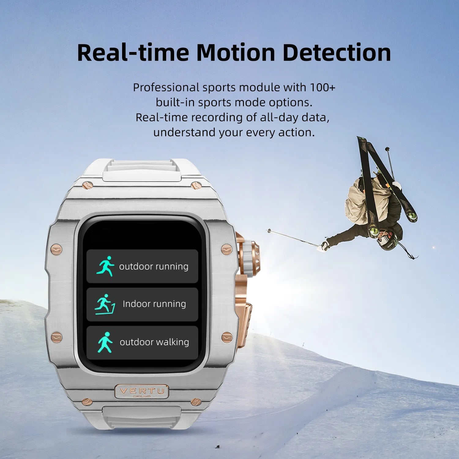 VERTU Fusion Watch Black Diamond White Strap Luxury Smartwatch Real Time Motion Detection View