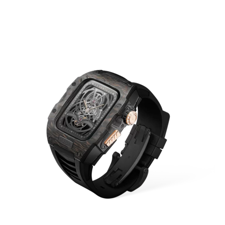 VERTU Fusion Watch Black Interglaze Gold Black Luxury Smartwatch Perspective Side View