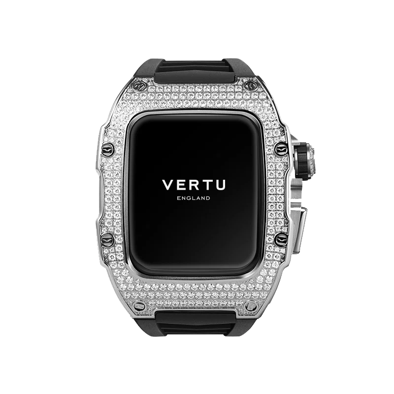 VERTU Fusion Watch Diamond Black Strap Luxury Smartwatch Front Display View Showing Digital Dial