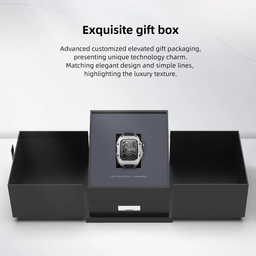 VERTU Fusion Watch Diamond Black Strap Luxury Smartwatch Exquisite Gift Box Presentation View