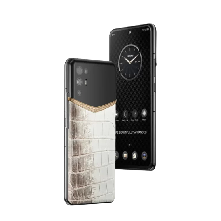 vertu ivertu 5g side: luxury himalaya alligator leather with a slim profile and premium 18k gold polished frame.