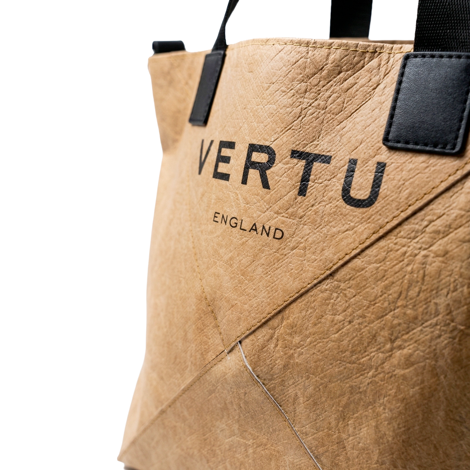 VERTU Large Kraft Paper Tote Natural Brown Sustainable Grocery Bag Handle Detail View
