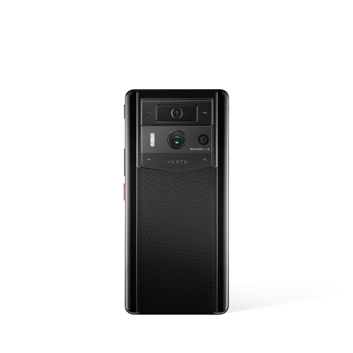 Vertu Metavertu Max Calfskin Black Ceramic Frame Black Plate black luxury smartphone side view with premium leather texture and ceramic frame design